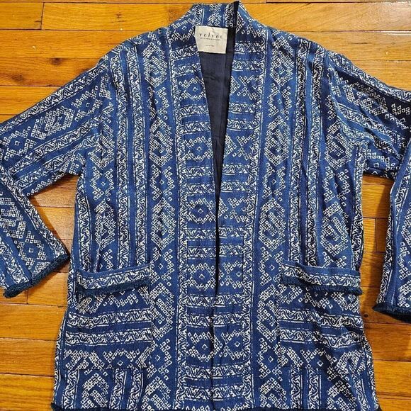 Velvet By Graham & Spencer Jacket Blazer Size S Printed Woven Kimono - Picture 5 of 9